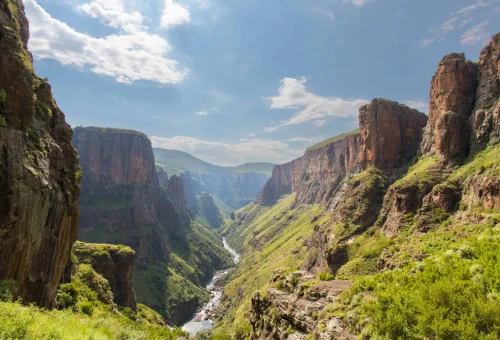"Scenic view of the Simien Mountains and deep valleys in northern Ethiopia."