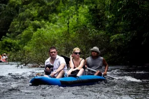 Canoeing on river in Khao Sok National Park Thailand