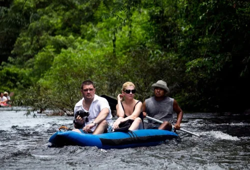 Canoeing on river in Khao Sok National Park Thailand