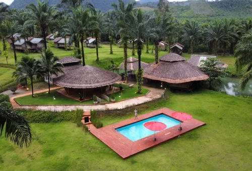 Khao Sok jungle resort surrounded by rainforest and mountains