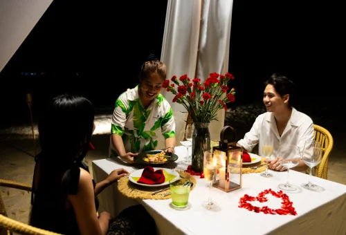 sunset table setup Coral Island Phuket romantic dinner