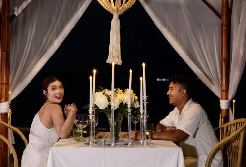 romantic Phuket dinner by sea Coral Island sunset