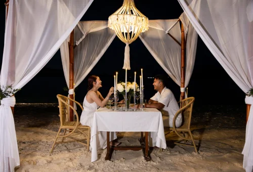 honeymoon dinner Coral Island Phuket sunset beach