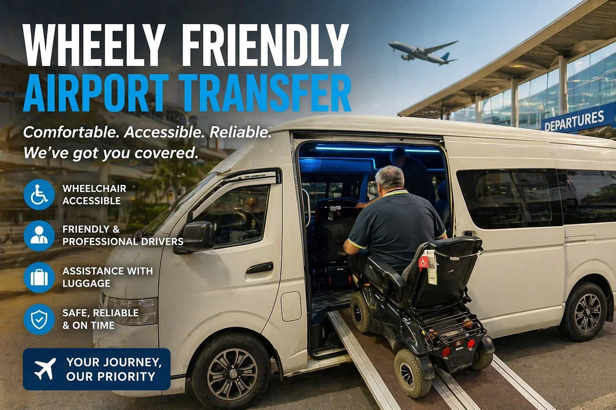 Wheely friendly airport transfer Phuket with wheelchair accessible vehicle at Phuket Airport