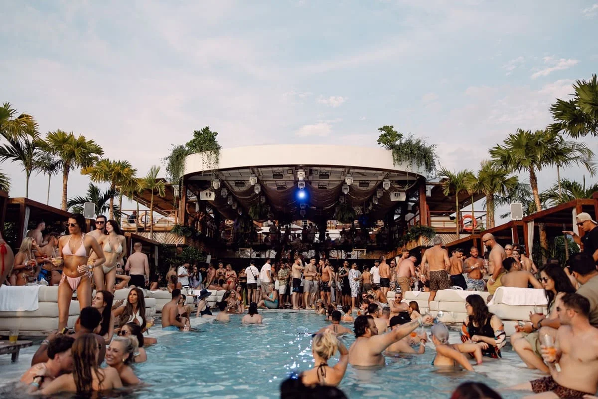 Tourists enjoying Yona Floating Beach Club Phuket party and infinity pool