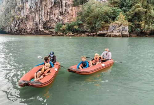 Canoeing through limestone scenery near James Bond Island