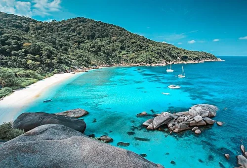 Beautiful Similan Islands beach and turquoise sea on a private boat charter