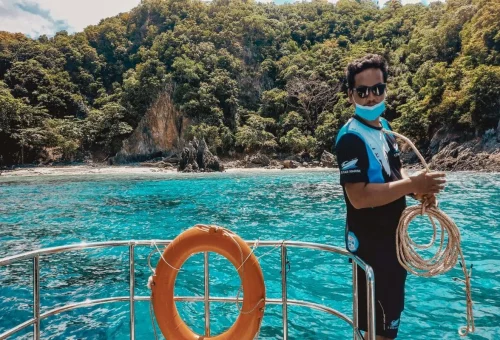 Tour guide on a private speedboat at Coral Island Phuket