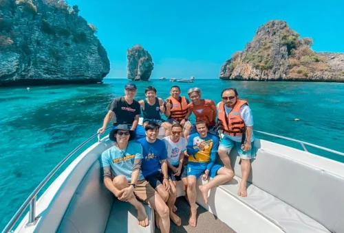 Private speedboat arriving at Koh Rok near Phuket