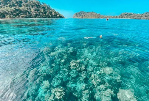 Snorkeling over coral reefs at Koh Rok Thailand
