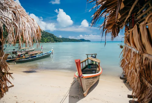 Traditional longtail boats at Surin Islands Thailand