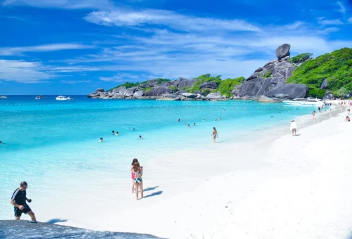 Pristine turquoise beach at Similan Islands Thailand
