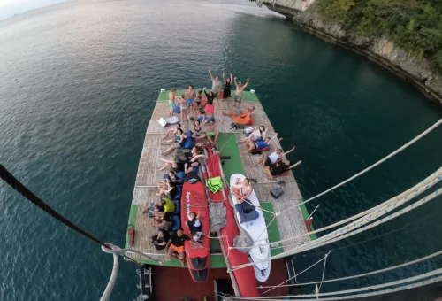 Guests relaxing on deck during the Krabi 4 Islands Sunset Cocktail Cruise