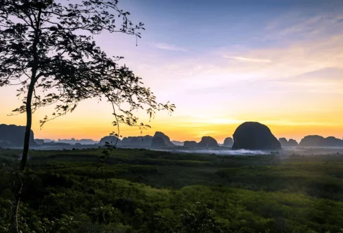 Krabi Sunrise Limestone Mountains Din Daeng Doi