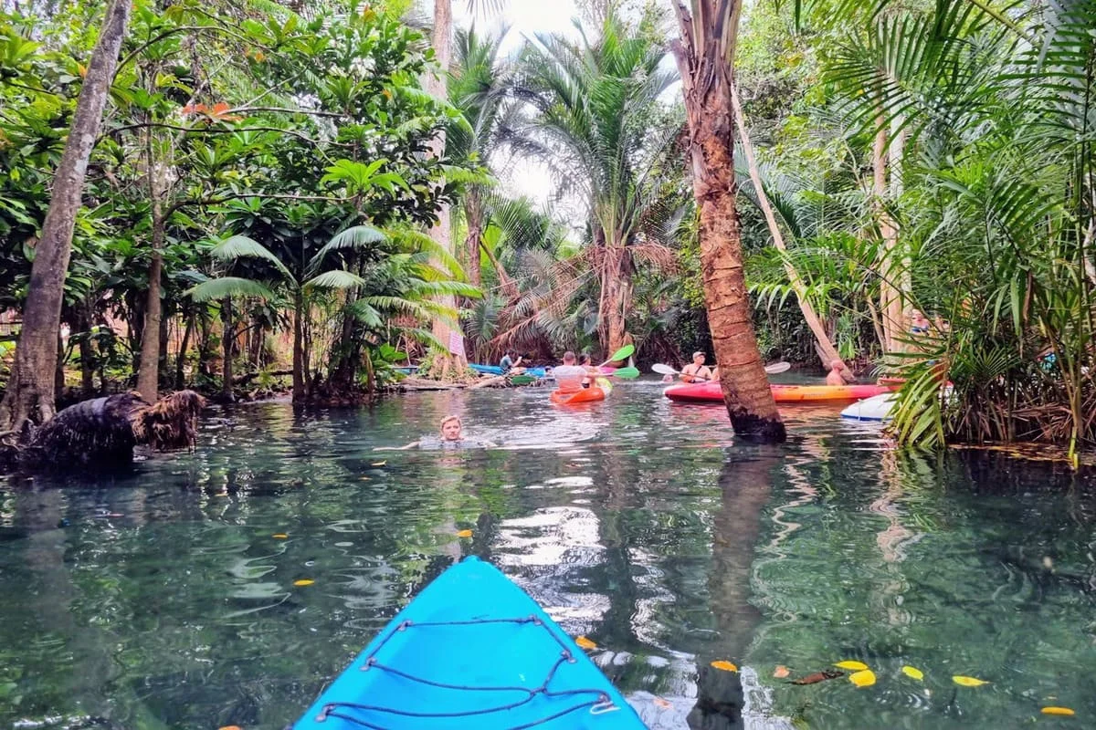 Private Krabi kayaking tour on crystal-clear freshwater