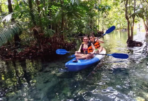 Kayaking through tropical forest at Crystal Lagoon Krabi