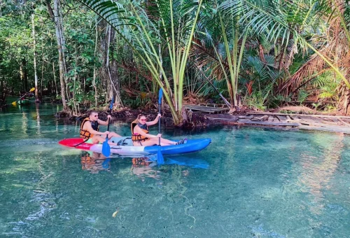 Kayaking through clear freshwater at Klong Root Krabi