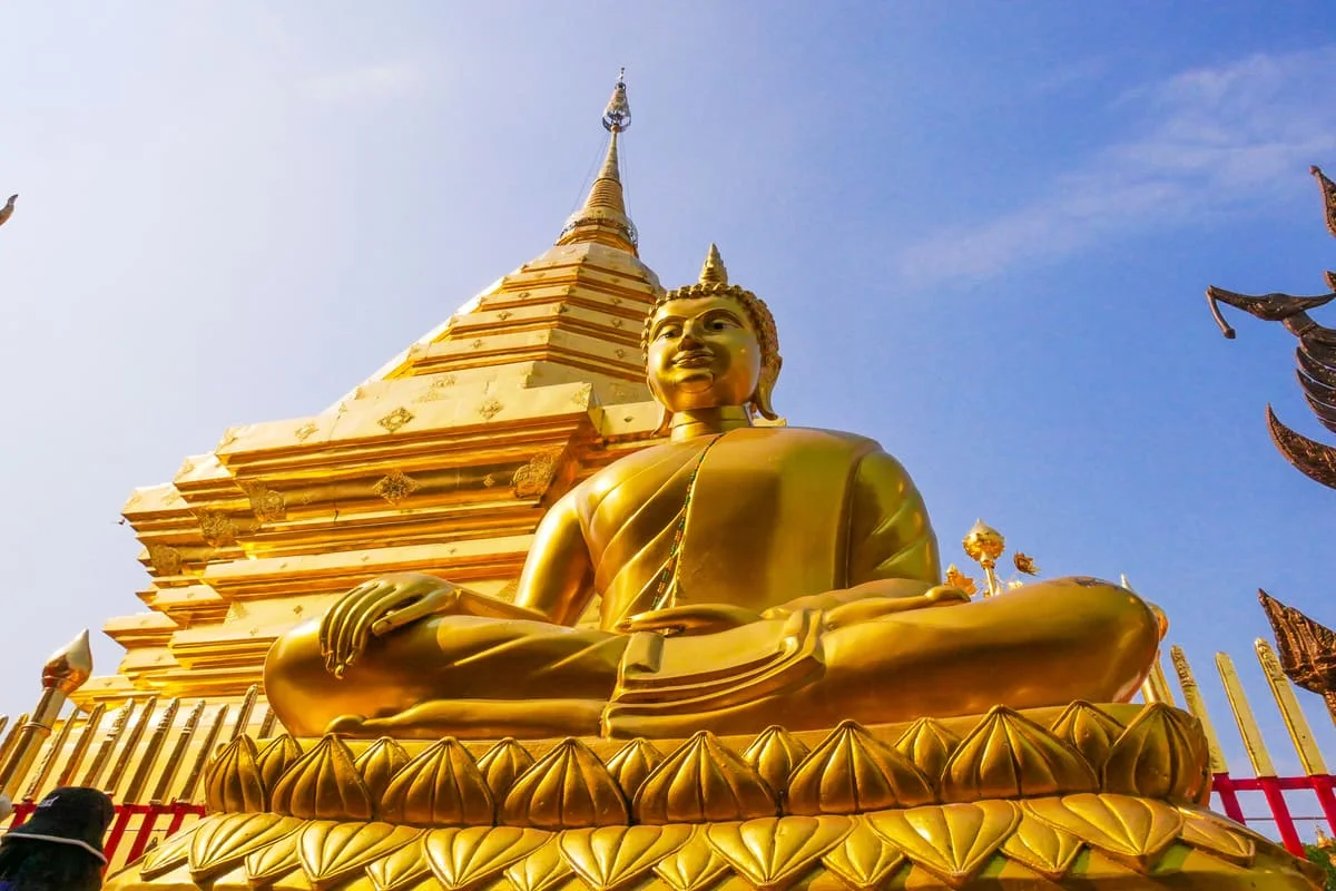 Golden Buddha statue at Wat Phra That Doi Suthep Chiang Mai
