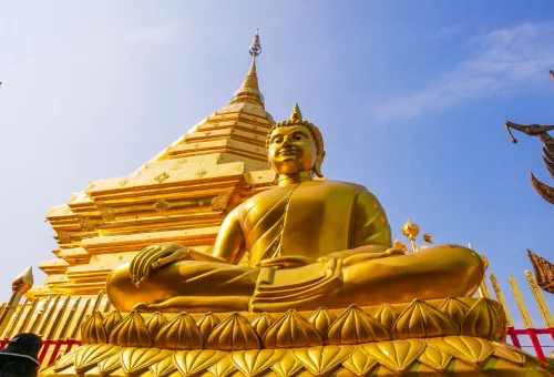 Golden Buddha statue at Wat Phra That Doi Suthep Chiang Mai