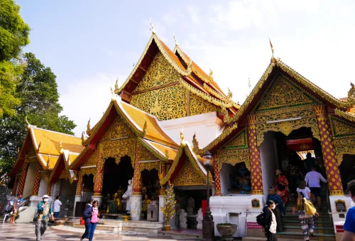 Ornate Lanna temple pavilion at Doi Suthep Chiang Mai