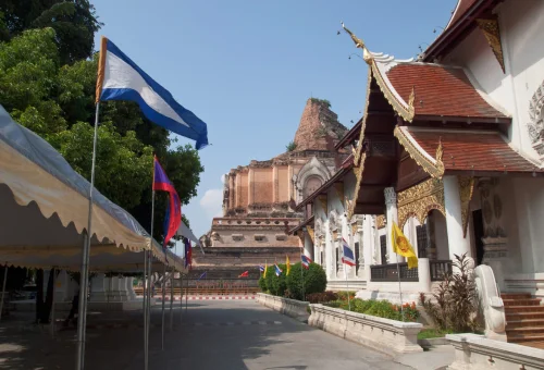Ancient brick chedi at Wat Chedi Luang Chiang Mai