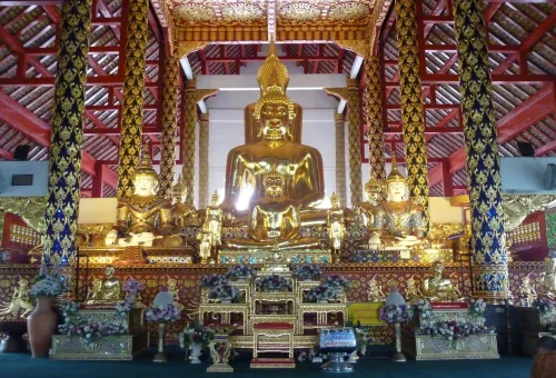 Golden Buddha statue inside Wat Suan Dok Temple Chiang Mai