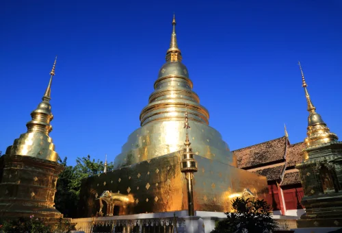 Golden chedi at a traditional Lanna temple in Chiang Mai