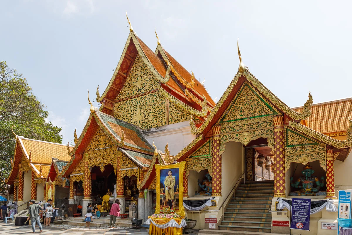 Ornate Lanna temple architecture at Doi Suthep in Chiang Mai