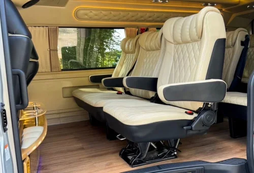 Comfortable luxury seating inside a private minivan in Thailand