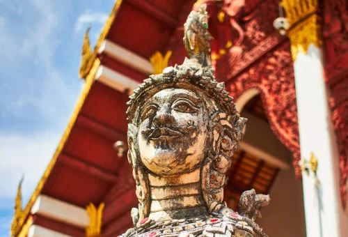 Lamphun Temple Sculpture Lanna Architecture Thailand