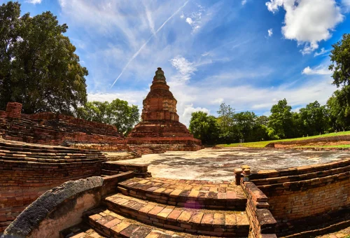 Wiang Kum Kam ancient ruins and brick chedi near Chiang Mai Thailand