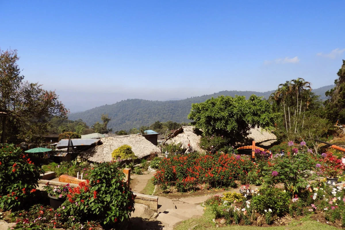 Mountain village and gardens near Doi Inthanon Chiang Mai