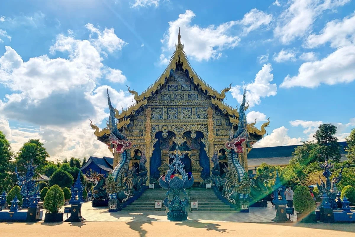 Blue Temple Chiang Rai with traditional Thai architecture