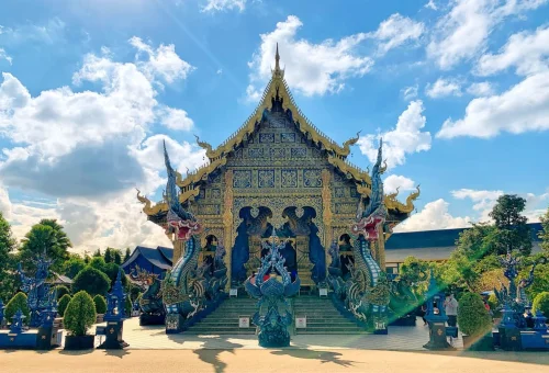 Blue Temple Chiang Rai with traditional Thai architecture