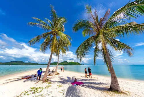 Koh Yao Yai Thailand tropical beach with palm trees and turquoise sea