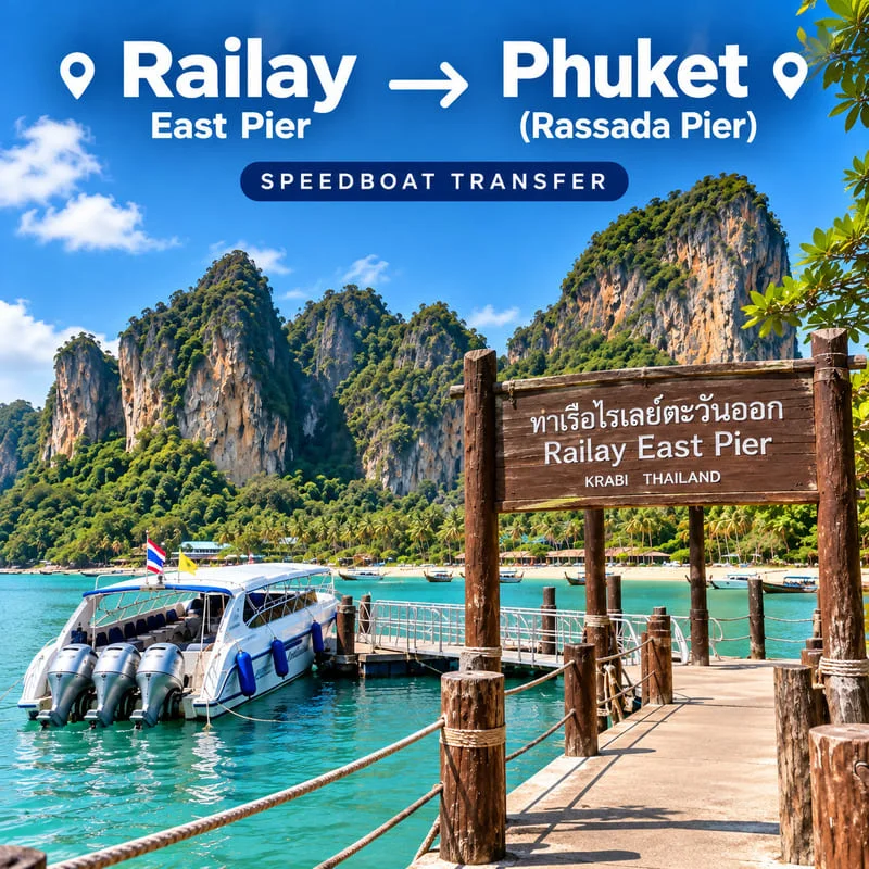 Krabi Railay to Phuket speedboat transfer from Railay East Pier to Rassada Pier