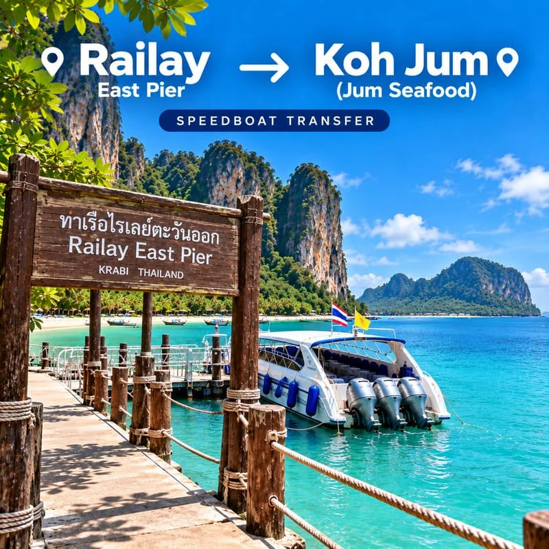 Krabi Railay to Koh Jum speedboat transfer from Railay East Pier