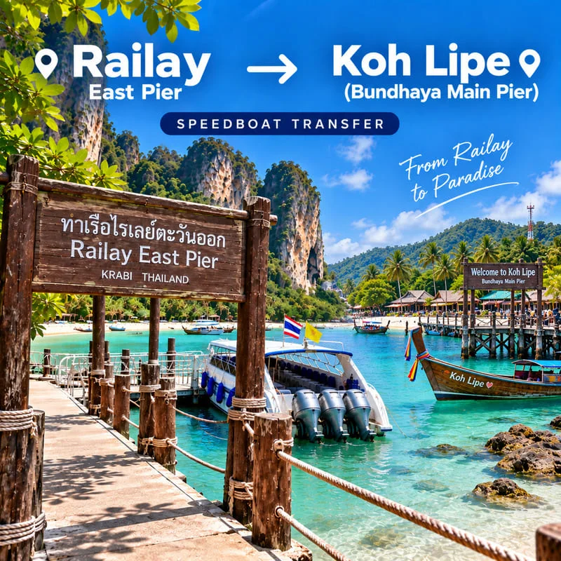 Krabi Railay to Koh Lipe speedboat transfer from Railay East Pier to Bundhaya Main Pier