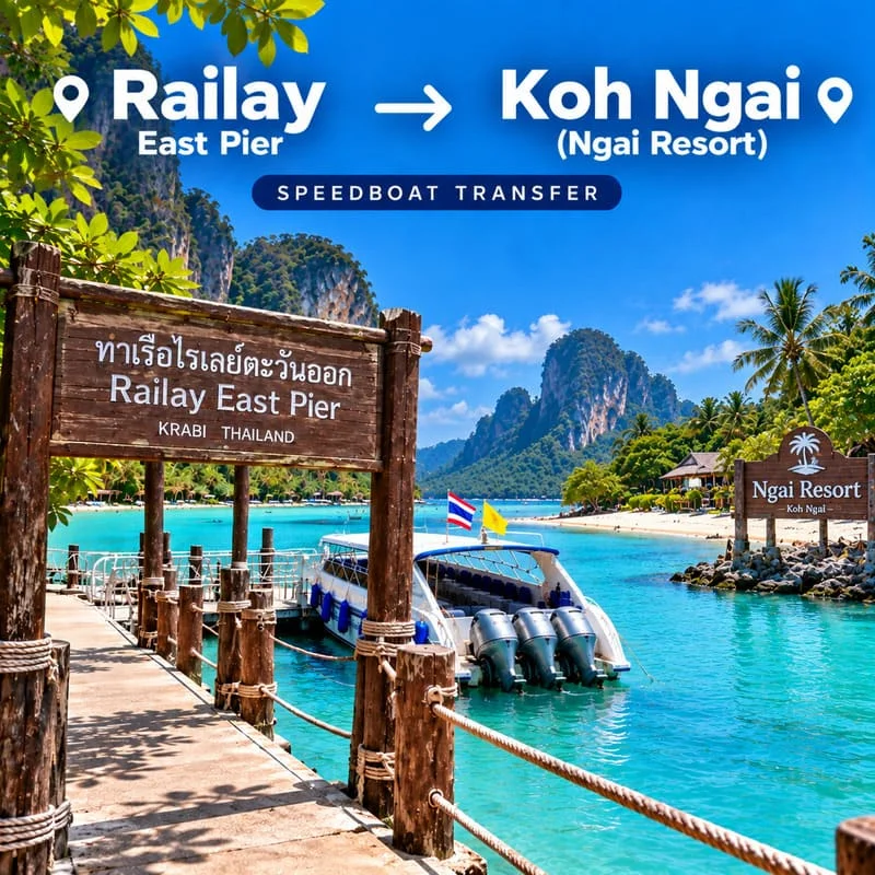 Krabi Railay to Koh Ngai speedboat transfer from Railay East Pier