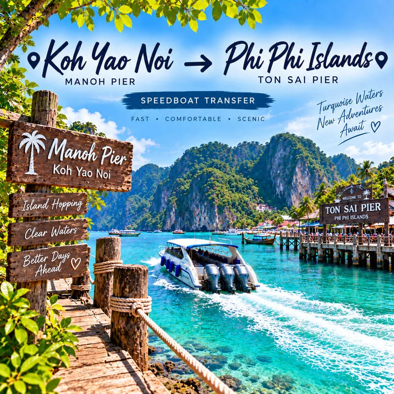 Koh Yao Noi to Phi Phi Islands speedboat transfer from Manoh Pier to Ton Sai Pier
