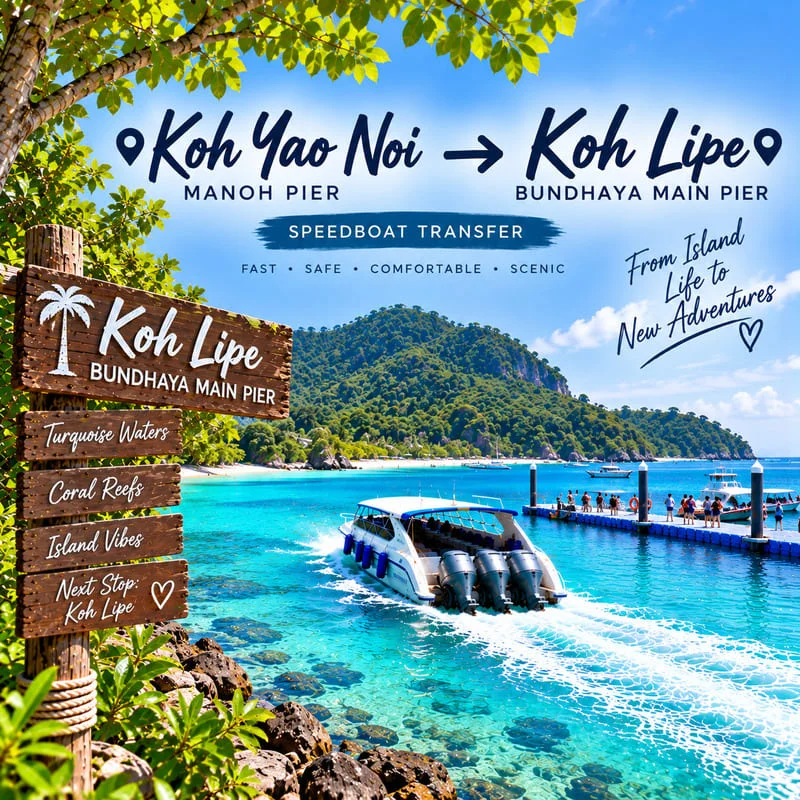 Koh Yao Noi to Koh Lipe speedboat transfer from Manoh Pier to Bundhaya Main Pier