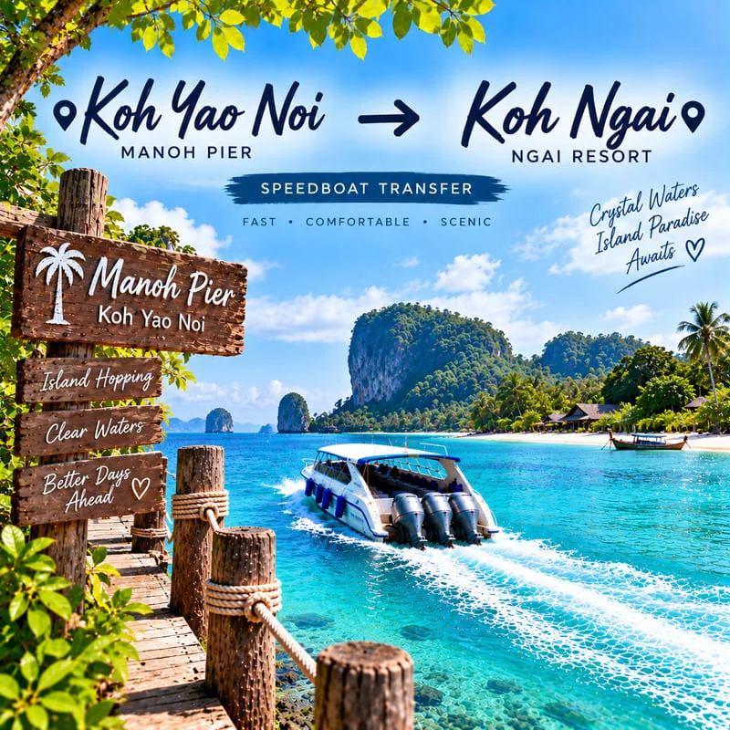 Koh Yao Noi to Koh Ngai speedboat transfer from Manoh Pier to Ngai Resort