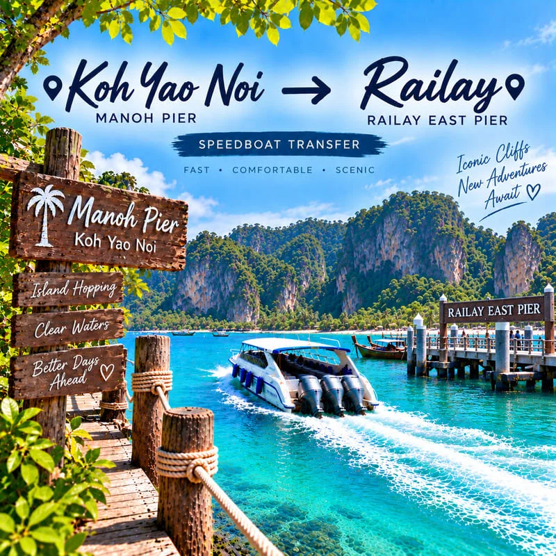 Koh Yao Noi to Railay speedboat transfer from Manoh Pier to Railay East Pier