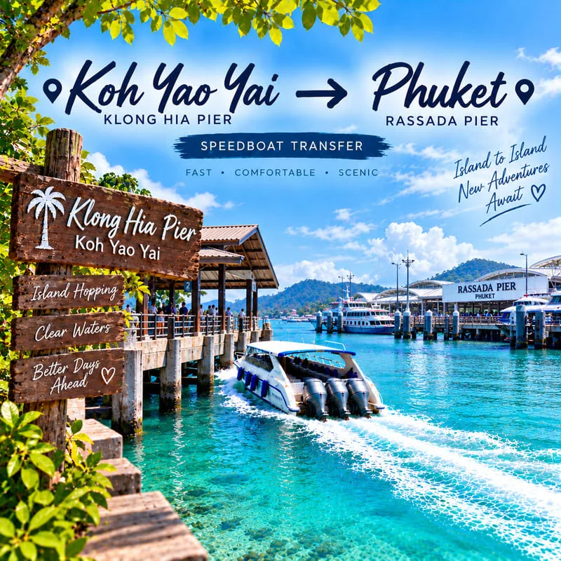 Koh Yao Yai to Phuket speedboat transfer from Klong Hia Pier to Rassada Pier