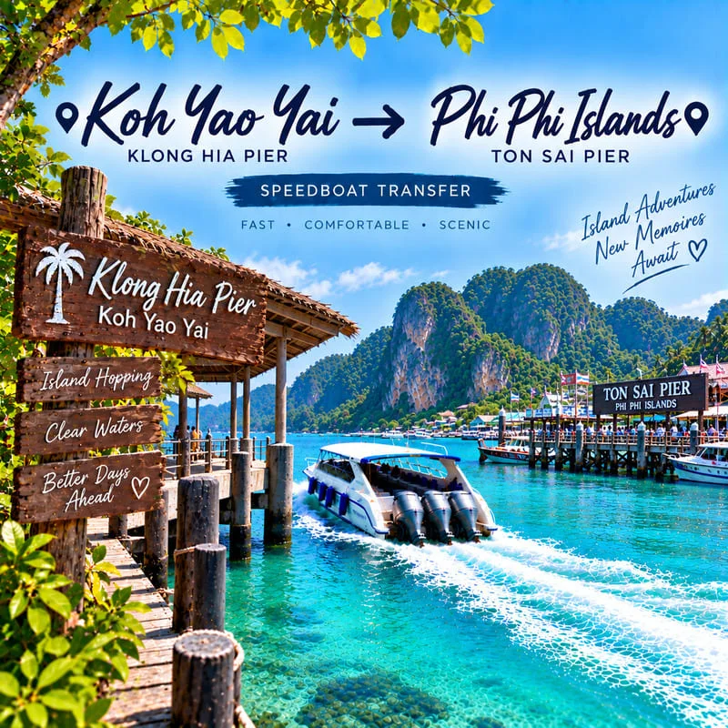 Koh Yao Yai to Phi Phi Islands speedboat transfer from Klong Hia Pier to Ton Sai Pier