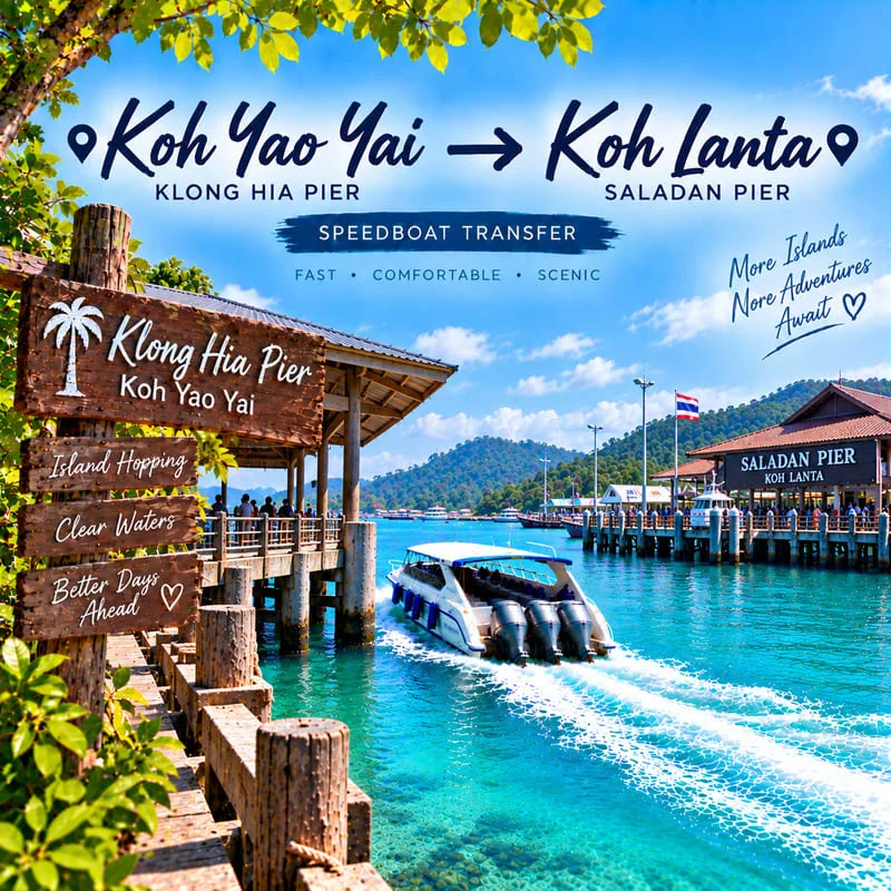 Koh Yao Yai to Koh Lanta speedboat transfer from Klong Hia Pier to Saladan Pier
