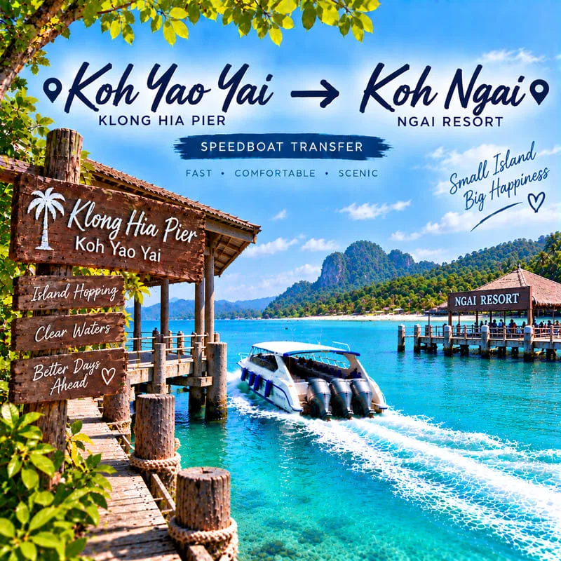 Koh Yao Yai to Koh Ngai speedboat transfer from Klong Hia Pier to Ngai Resort