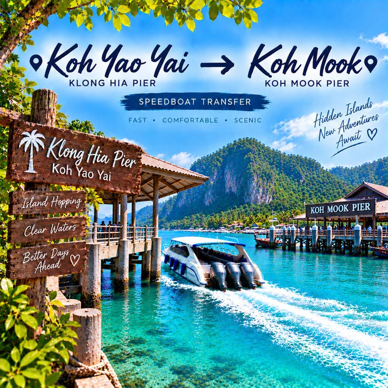 Koh Yao Yai to Koh Mook speedboat transfer from Klong Hia Pier to Koh Mook Pier