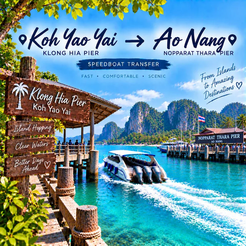 Koh Yao Yai to Ao Nang speedboat transfer from Klong Hia Pier to Nopparat Thara Pier