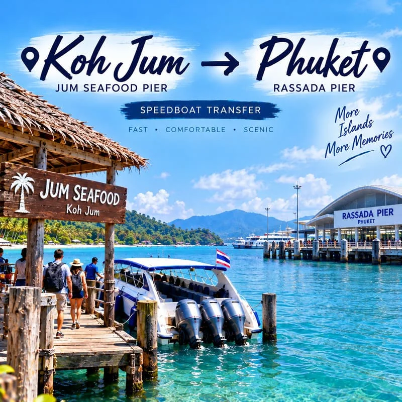 Koh Jum to Phuket speedboat transfer from Jum Seafood Pier to Rassada Pier